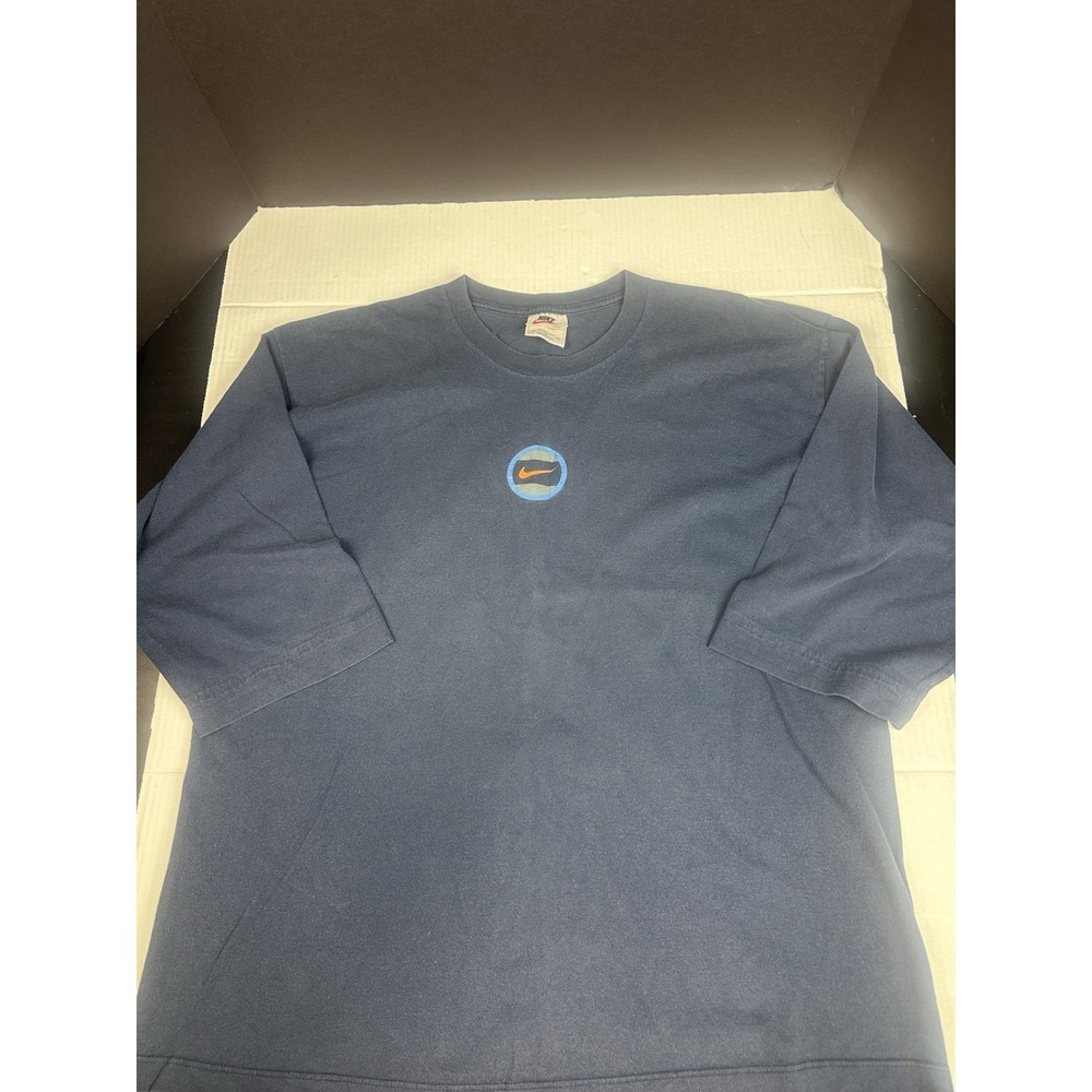 Vintage Nike Shirt Adult L Blue Crewneck Small Center Swoosh 90s Streetwear